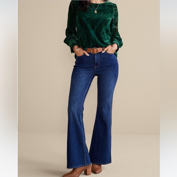 🆕Soft Surroundings Vanetta Velvet Top Sapphire Blue Velvet Floral Top 1X NWT - Picture 3 of 16